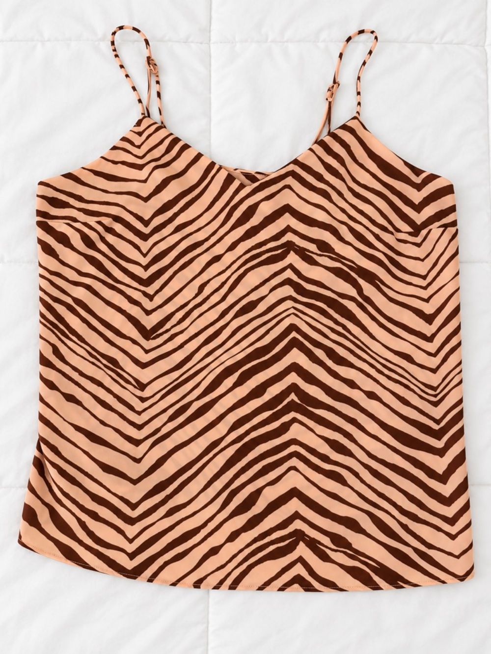 Nine West Peach Brown Zebra Print Camisole Size M